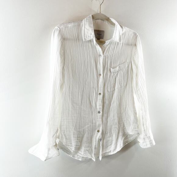 Rails Ellis 100% Cotton Gauze Long Sleeve Button-Up Shirt Top White XS - Picture 6 of 10